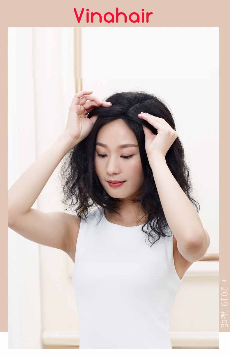 Tóc giả che hói che bạc xoăn ngôi da đầu