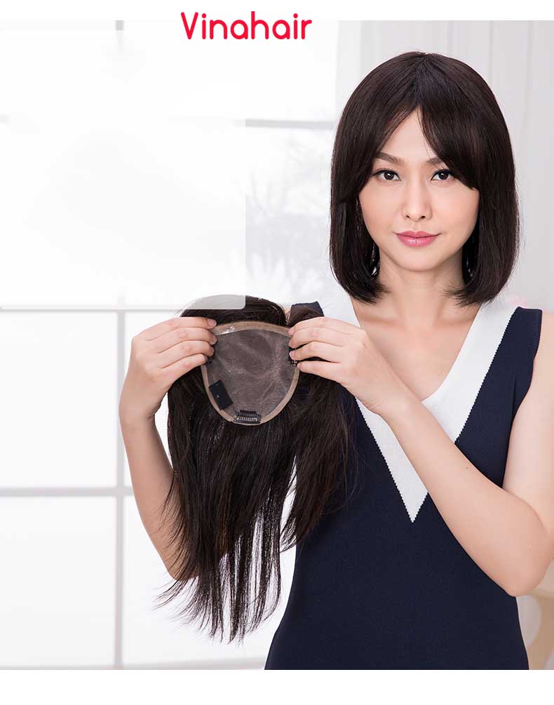 Tóc giả mái che hói che bạc thẳng dài