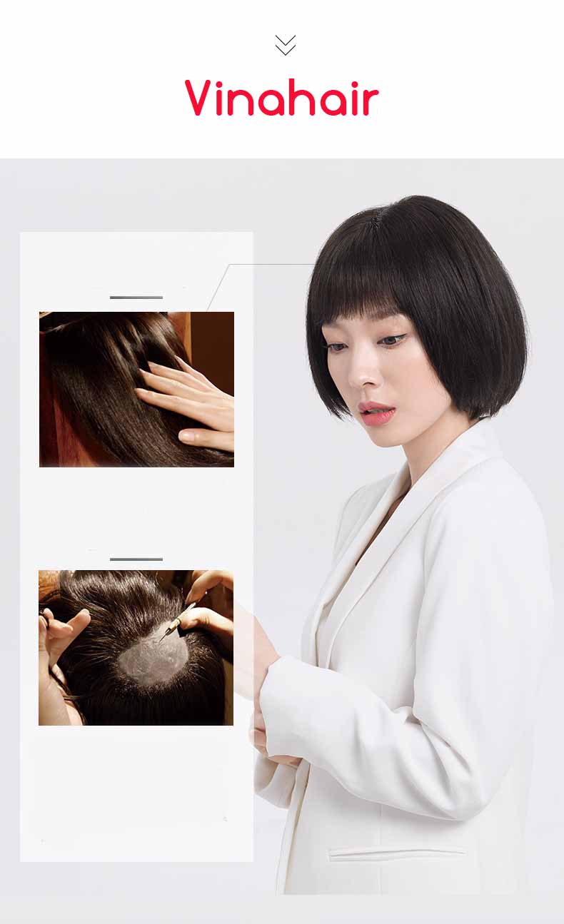 Tóc giả nguyên đầu bob có mái siêu da đầu